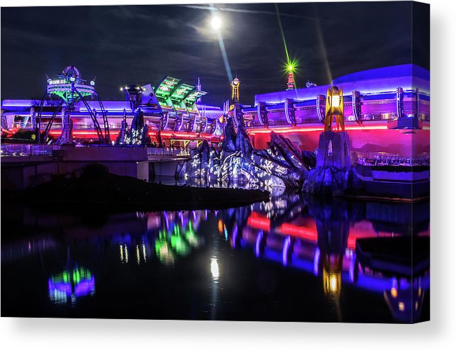 Disney World Canvas Art - Tomorrowland at Night | William Drew Photography