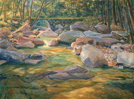 Stickneybrook Bridge, step two, oil on canvas by William H. Hays