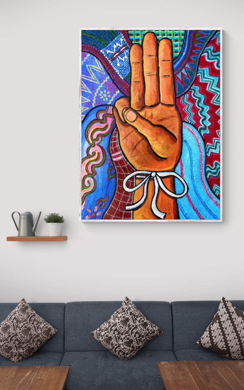peaceful resistance Myanmar painting art print