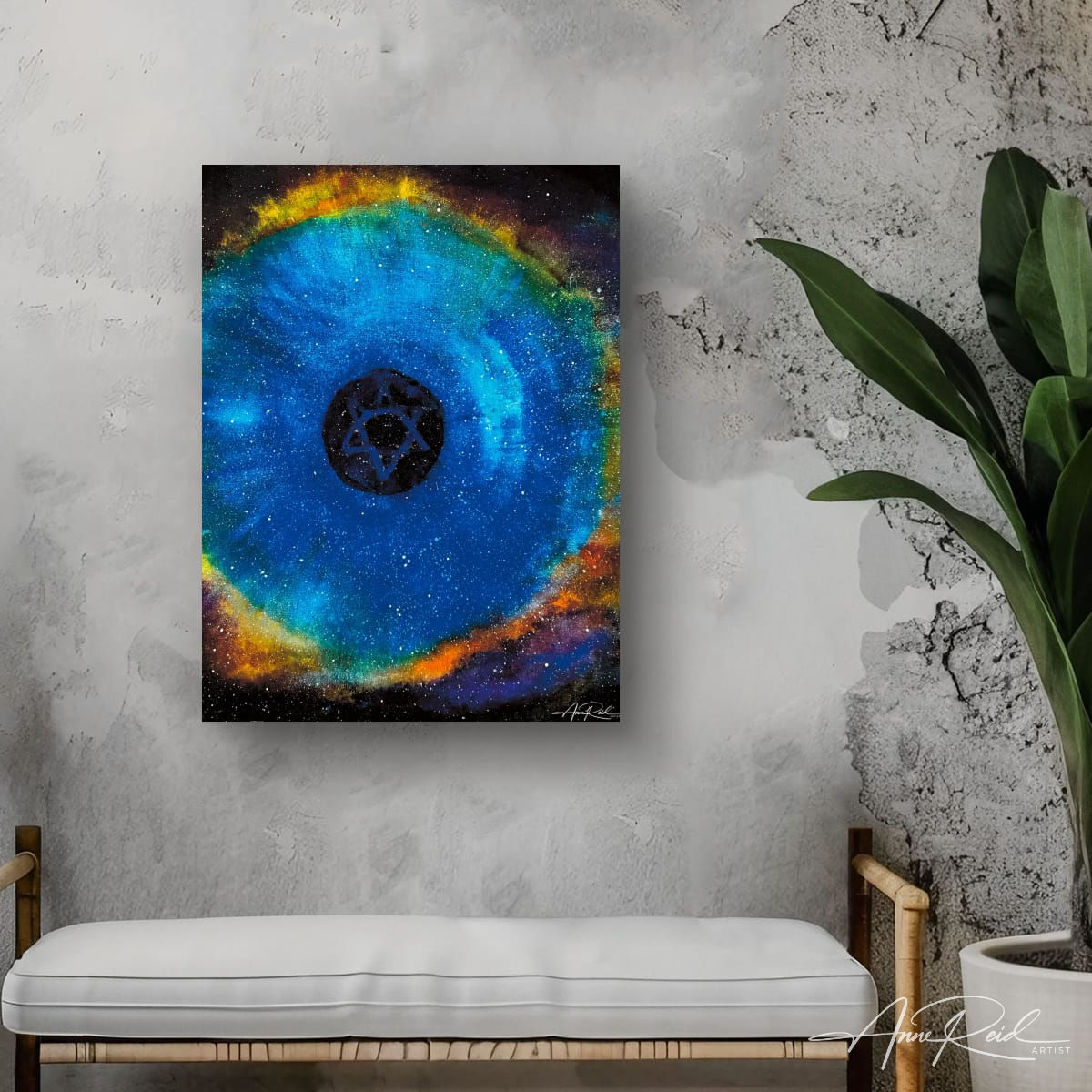 The Apple 3, fine art print by Anne Reid Artist — shown in a wood-accented interior setting.