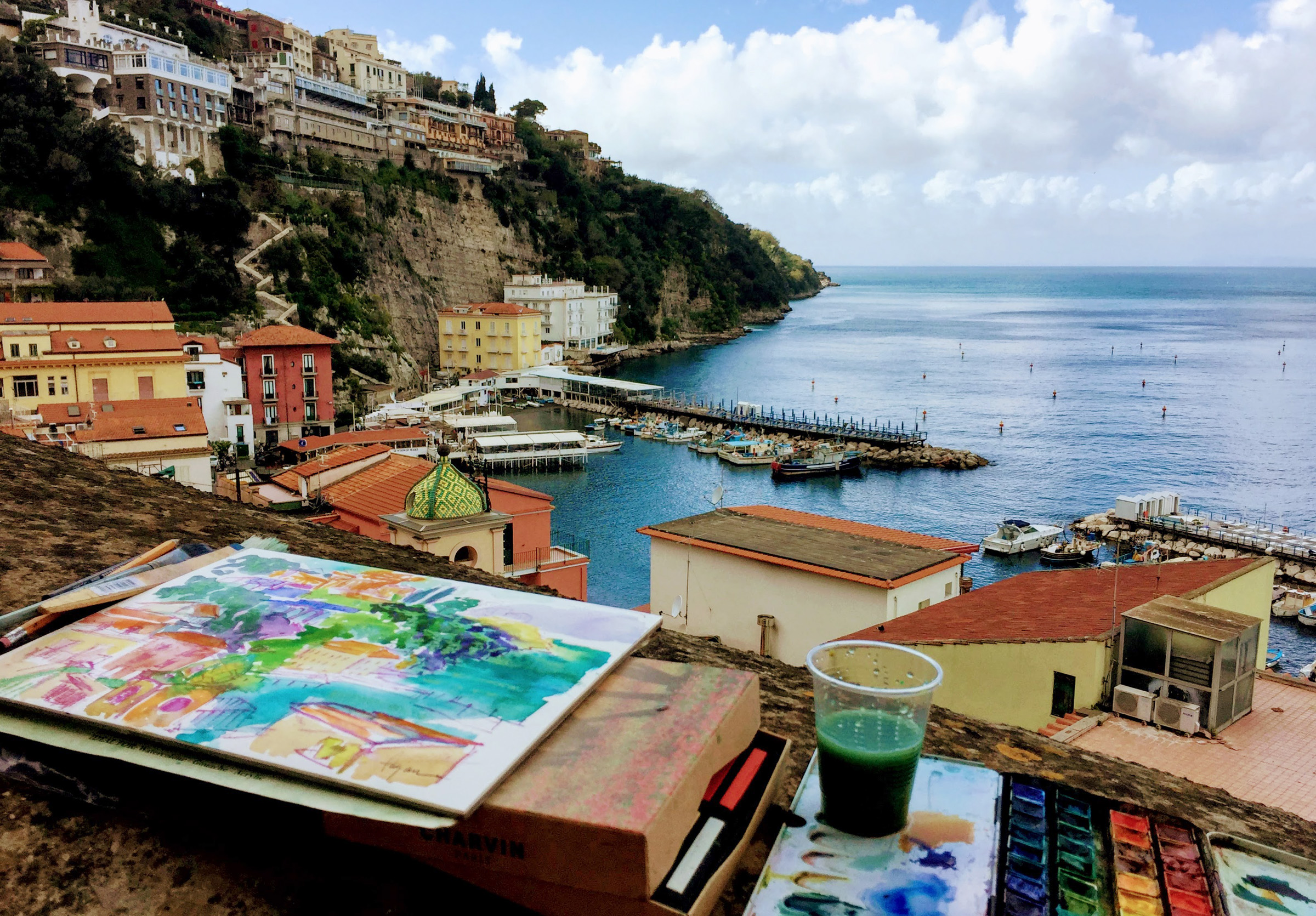 Amalfi Coast painting plein air watercolor
