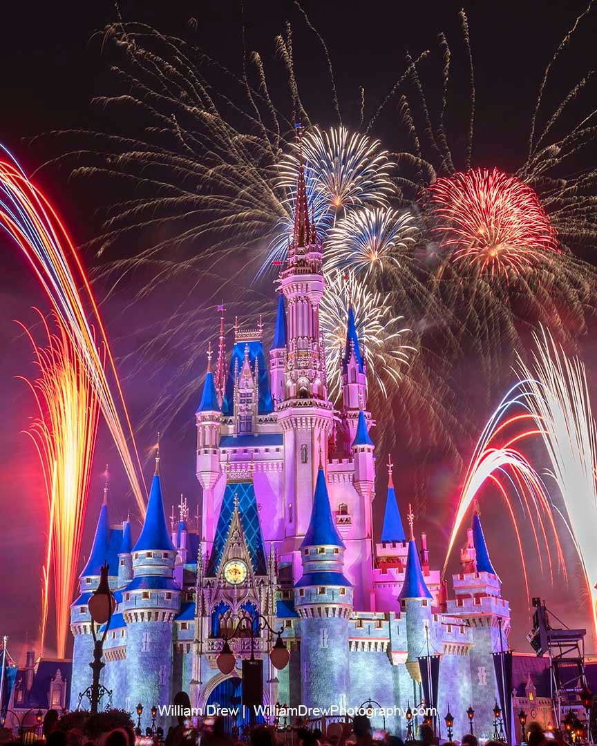 Cinderella Castle Fourth of July Fireworks Metal Wall Art