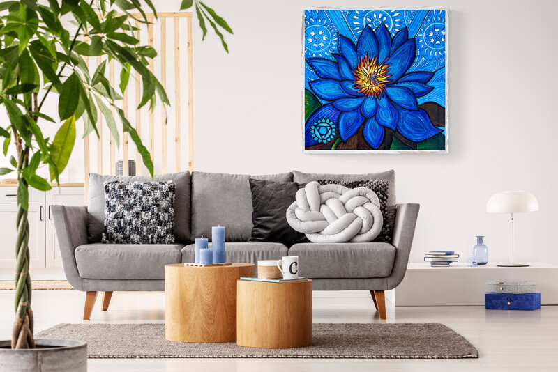 throat blue lotus chakra meditation painting