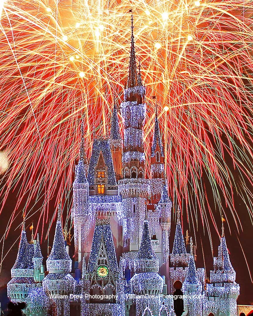 White Christmas Wishes - Disney Christmas Castle Fine Art Photograph by William Drew