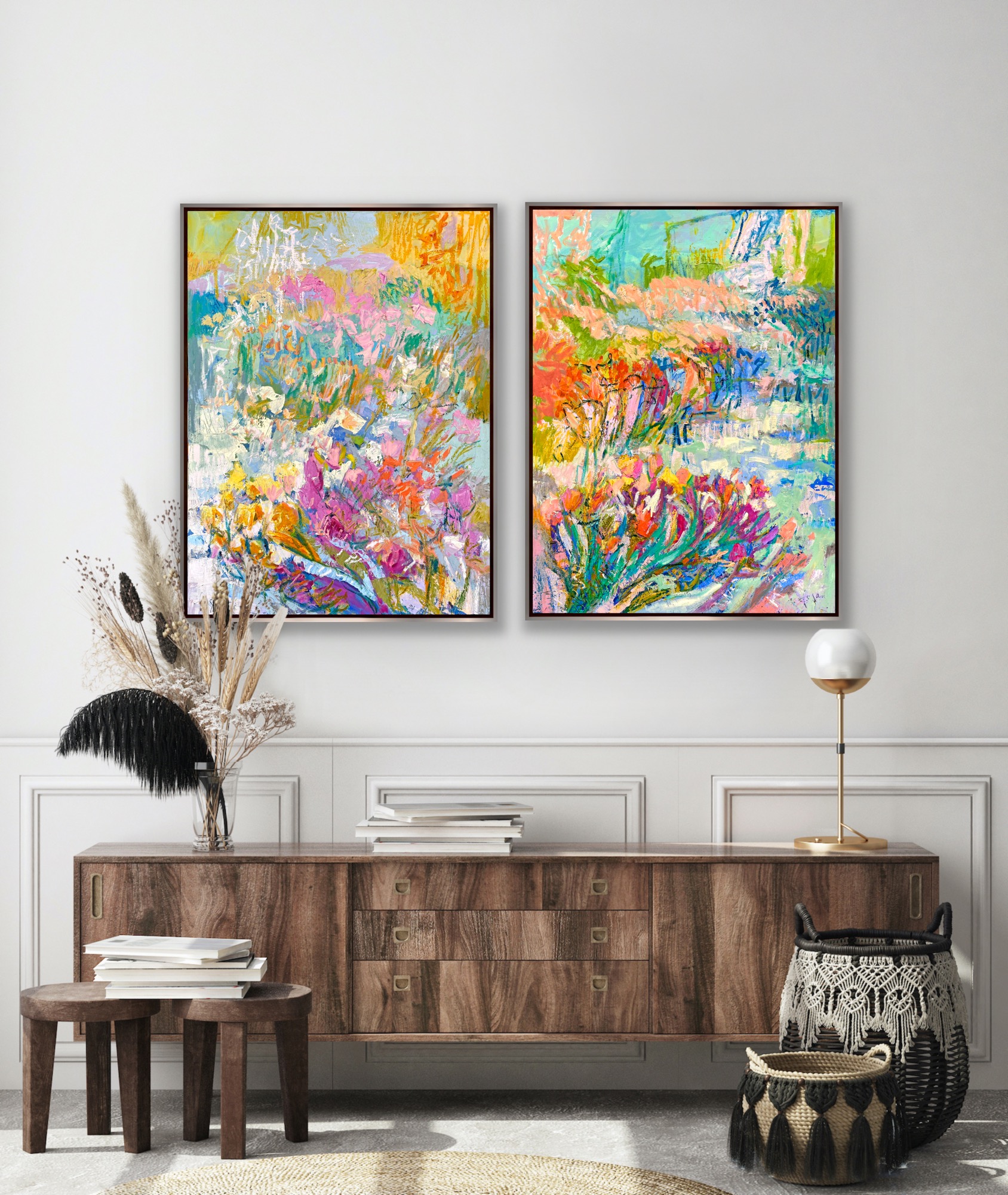 Joy’s Garden Heavenly Day diptych