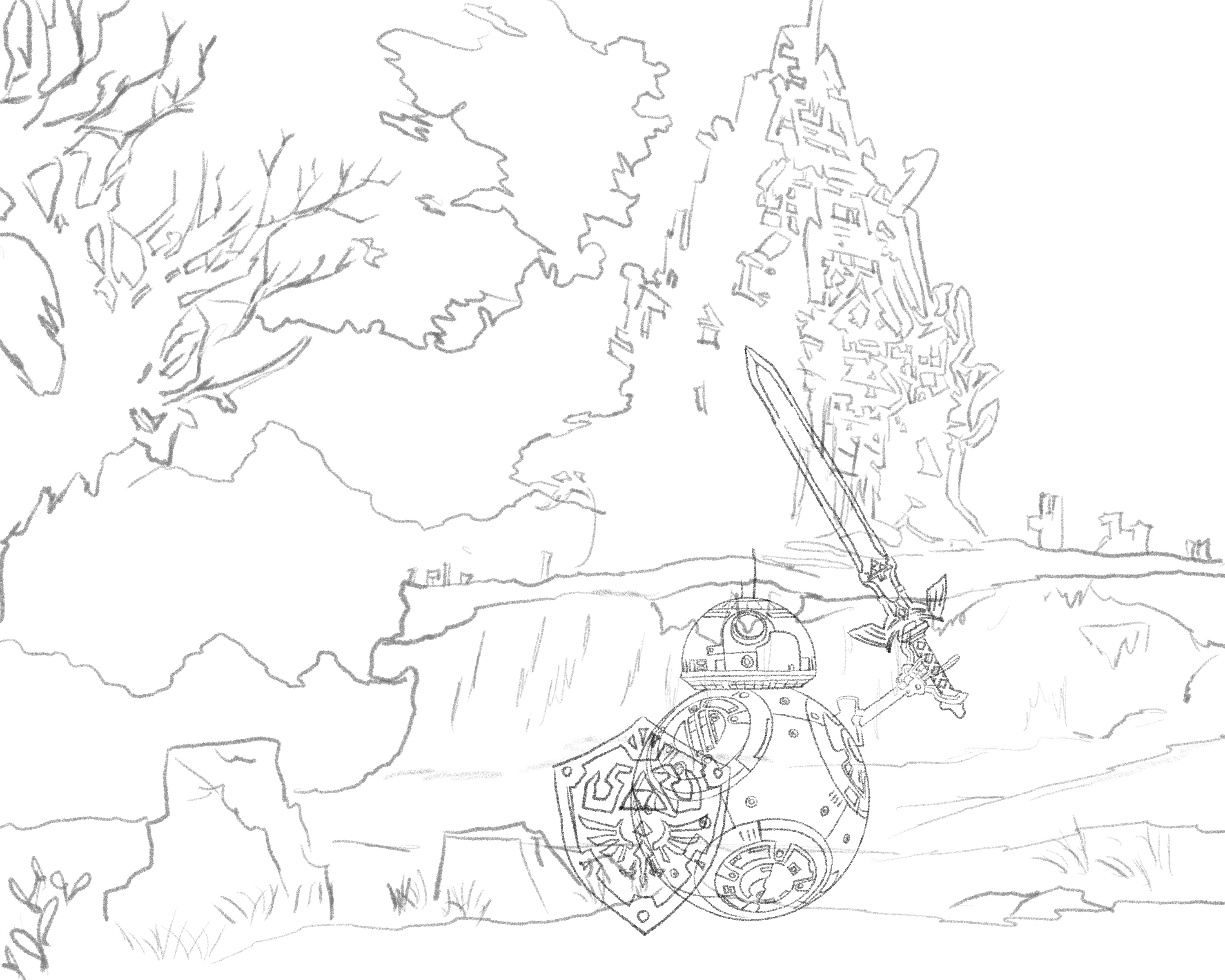 The Sketch of the Master Droid piece.