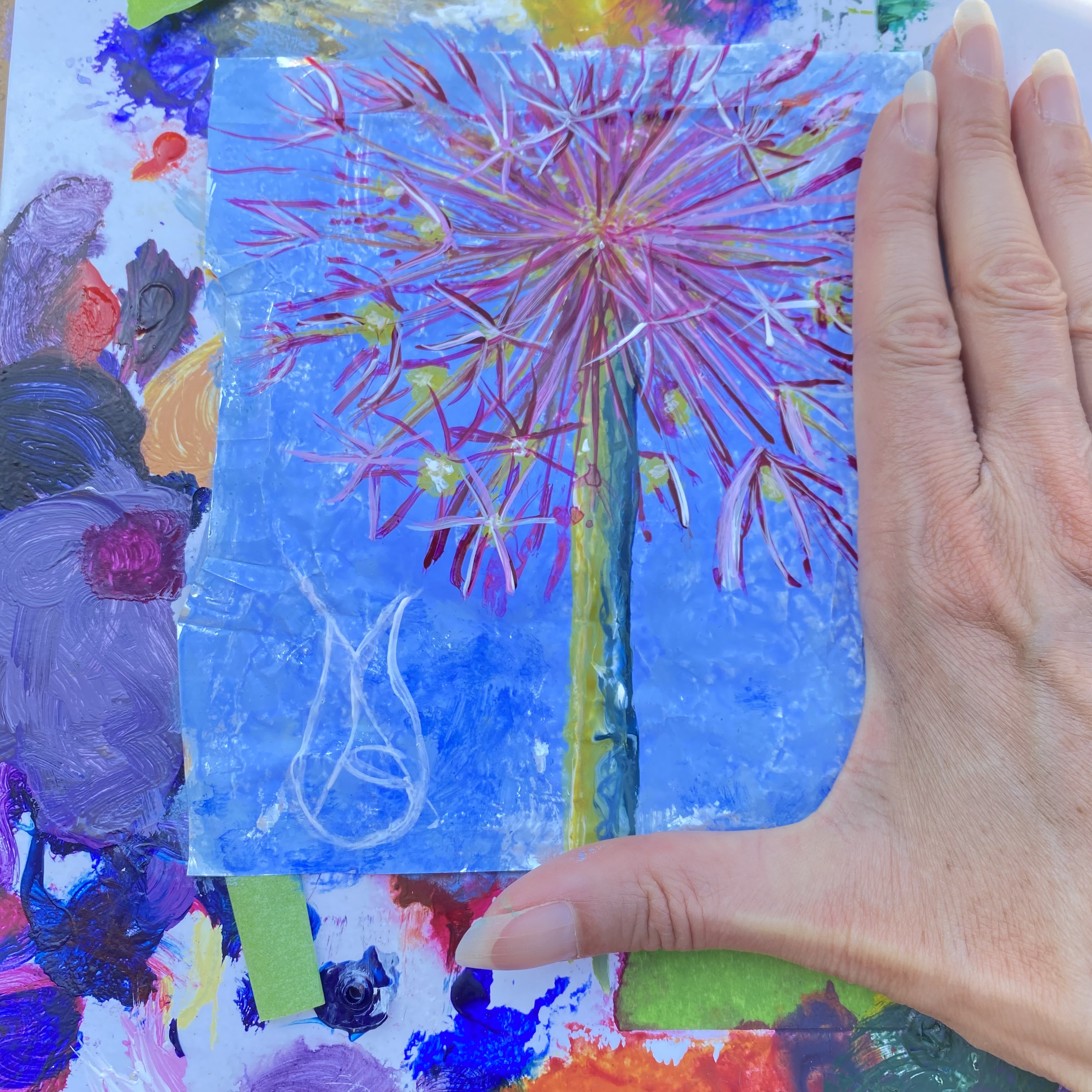 Purple Allium Flower Painting by Marie Stephens Art