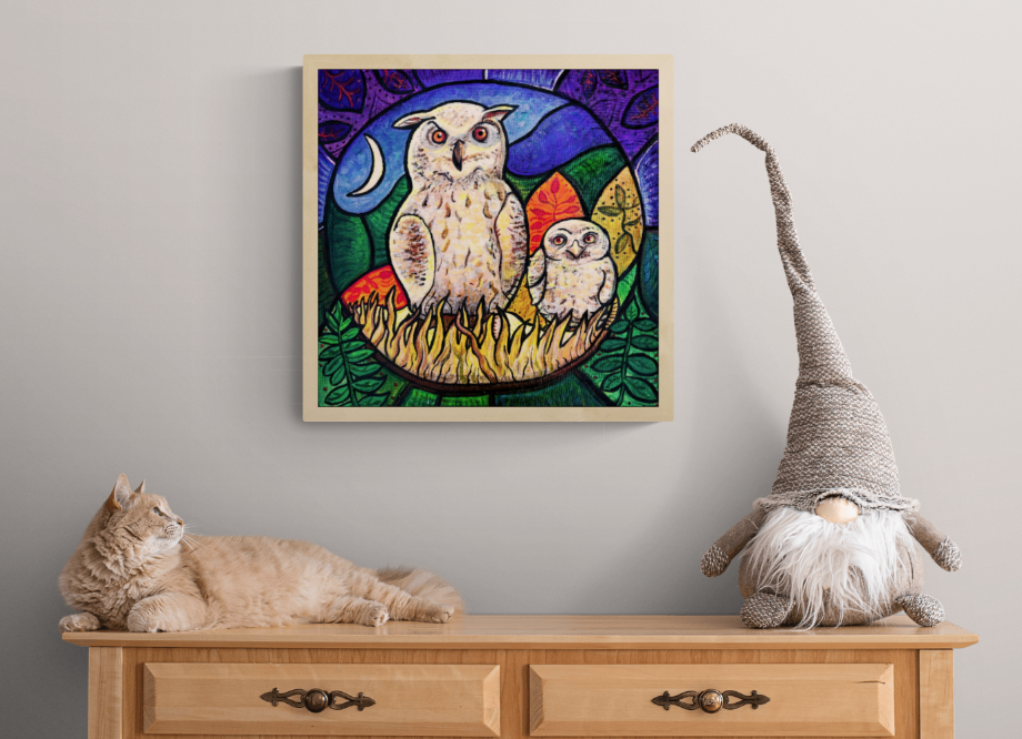 Protection Burmese owls Myanmar painting