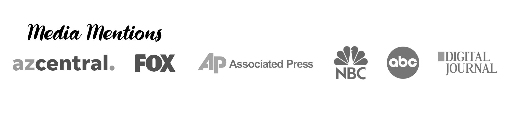 Media mentions include: Associated Press, Digital Journal, AZCentral, ABC, NBC, FOX