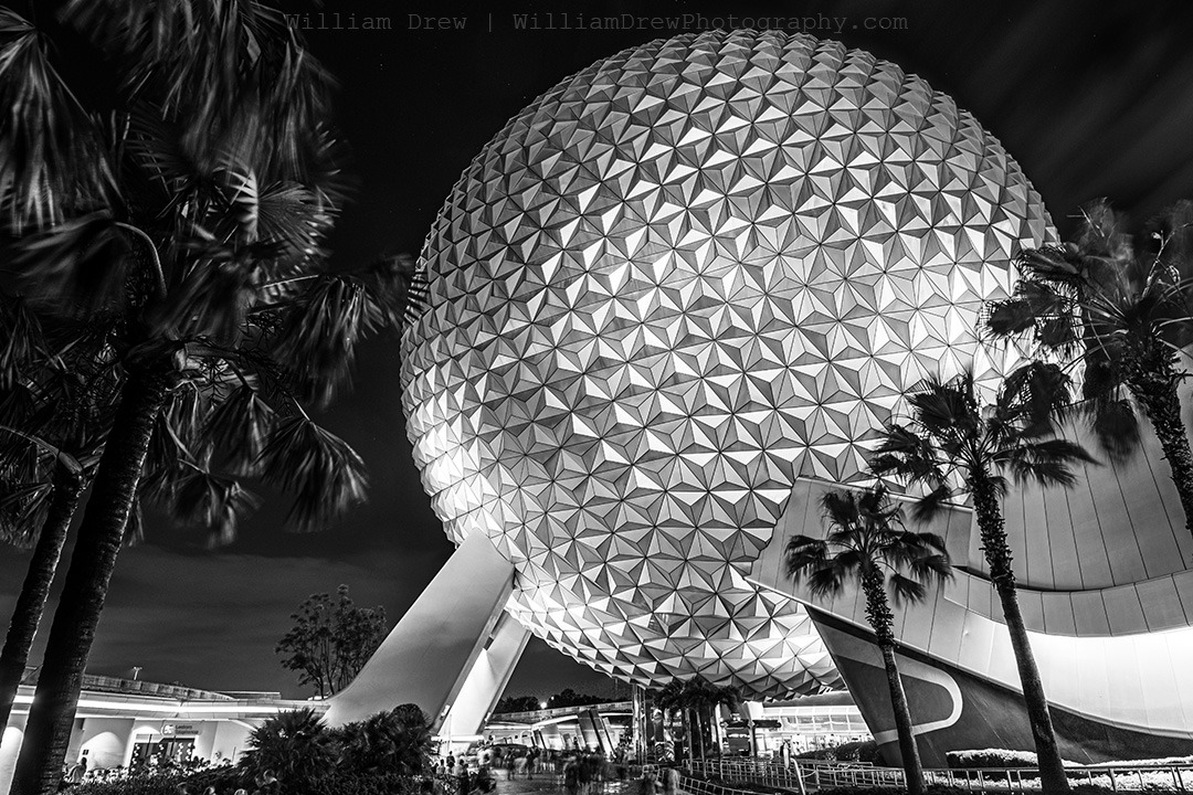 Spaceship Earth at Night Black and White Fine Art Paper Print