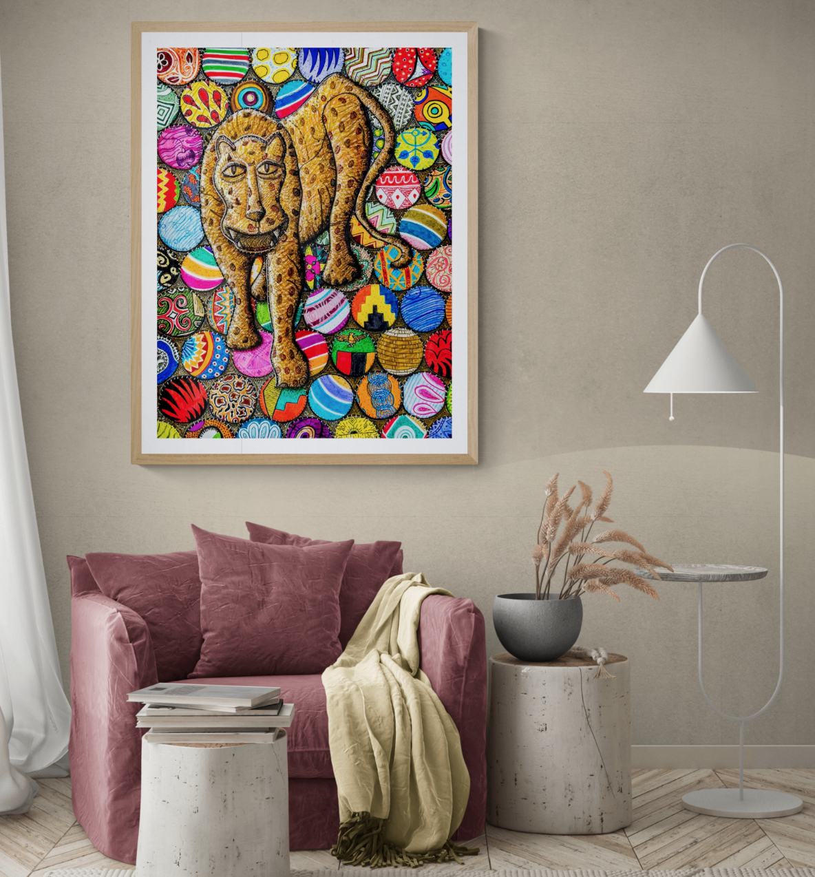 leopard carving Zambian drawing
