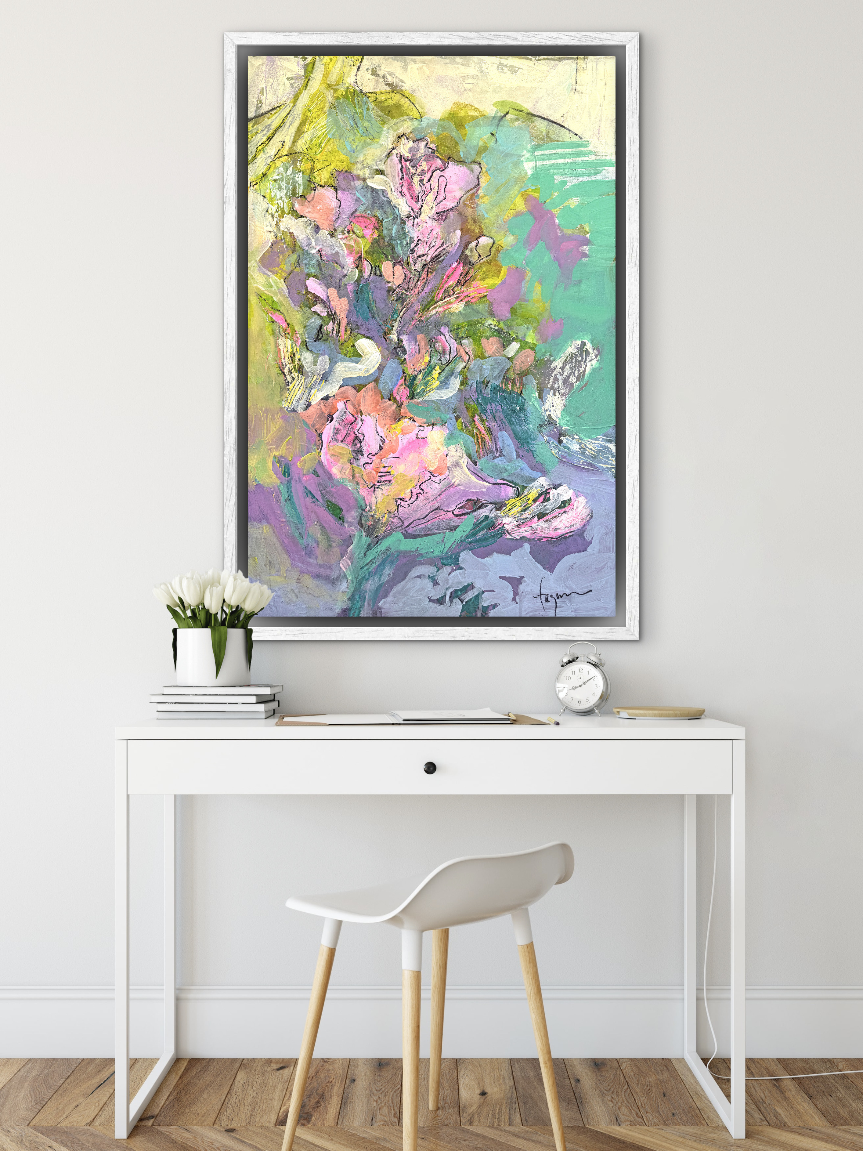 Breath of Dawn with Slim White Float Frame
