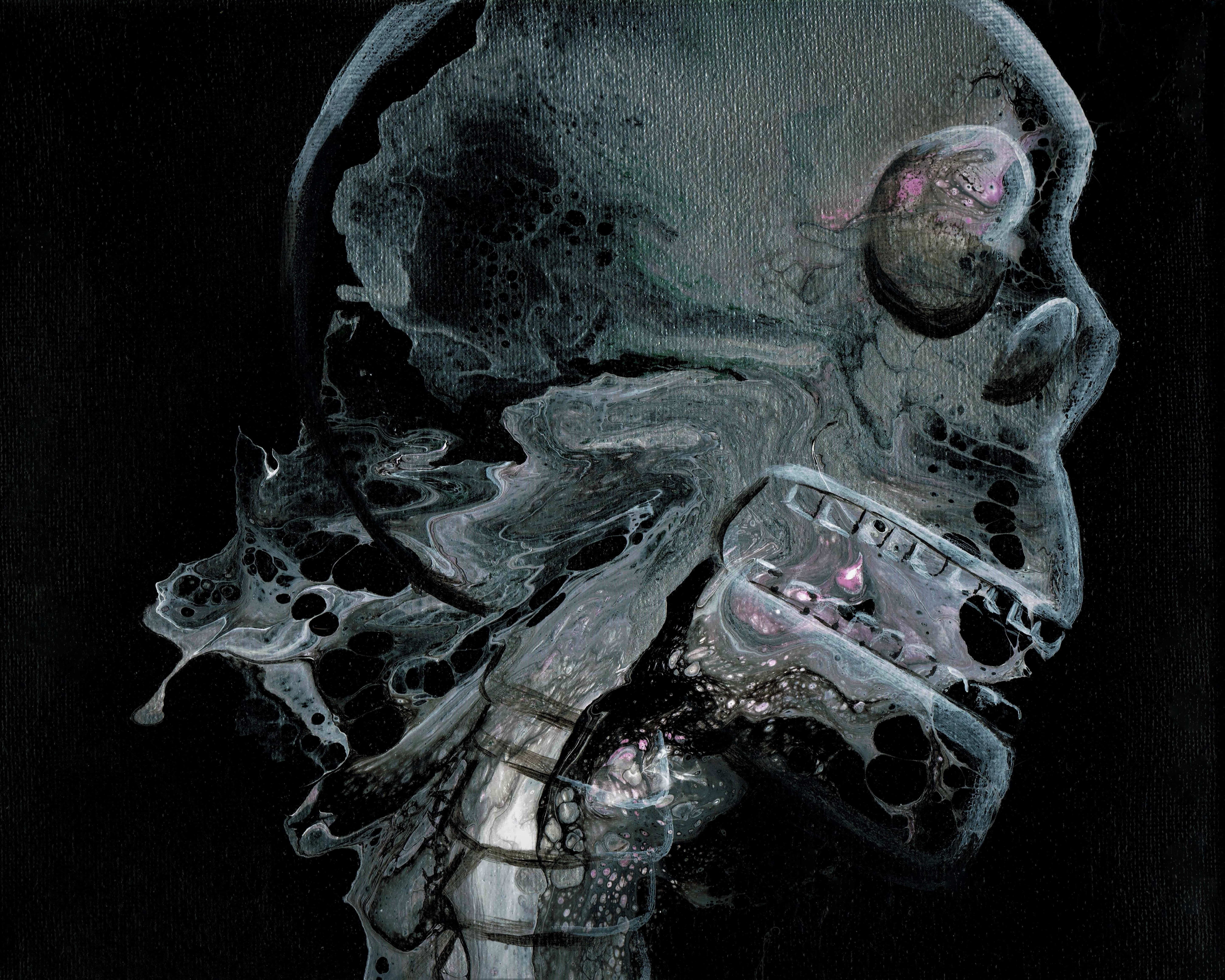 Abstract Fluid Art Skull