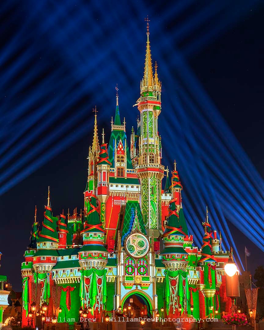 Red and Green Disney Christmas Castle