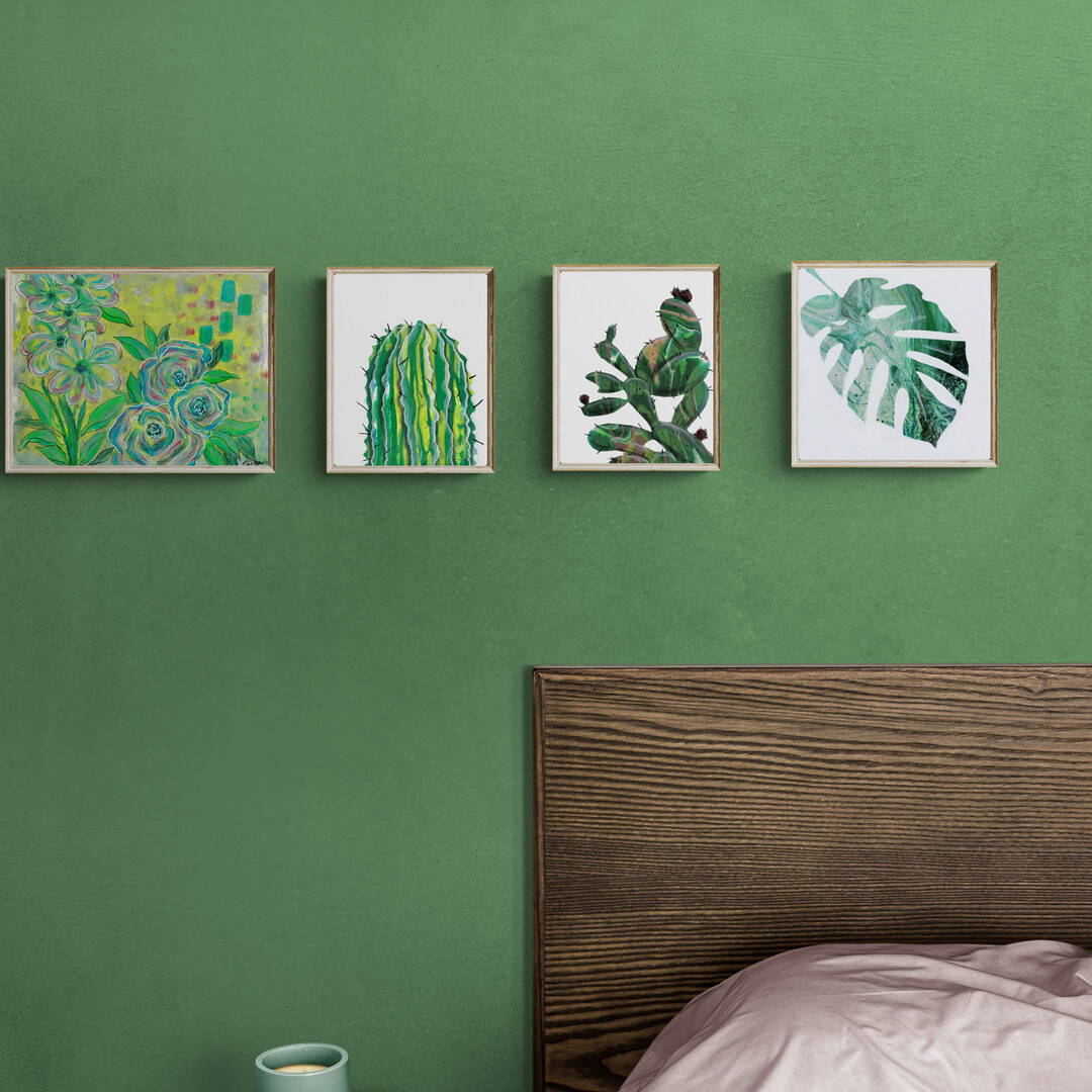 A grouping of four pieces with a nature theme.