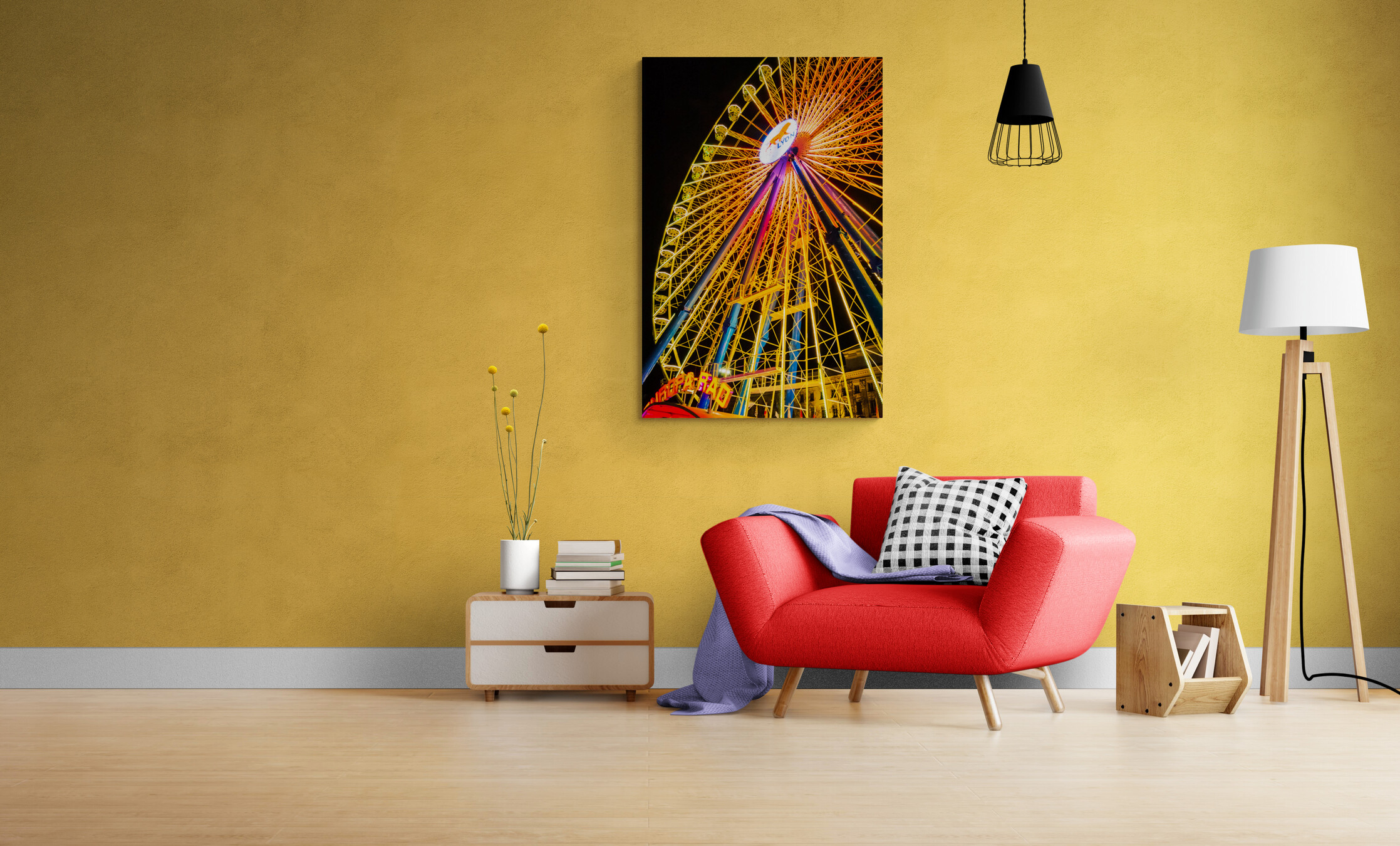picture of Lyon Ferris Wheel displayed in a room