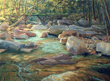 Stickneybrook Bridge, step three, oil on canvas by William H. Hays