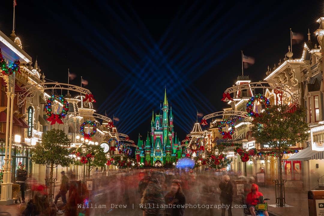Christmas on Main Street USA - Disney Christmas Art by William Drew